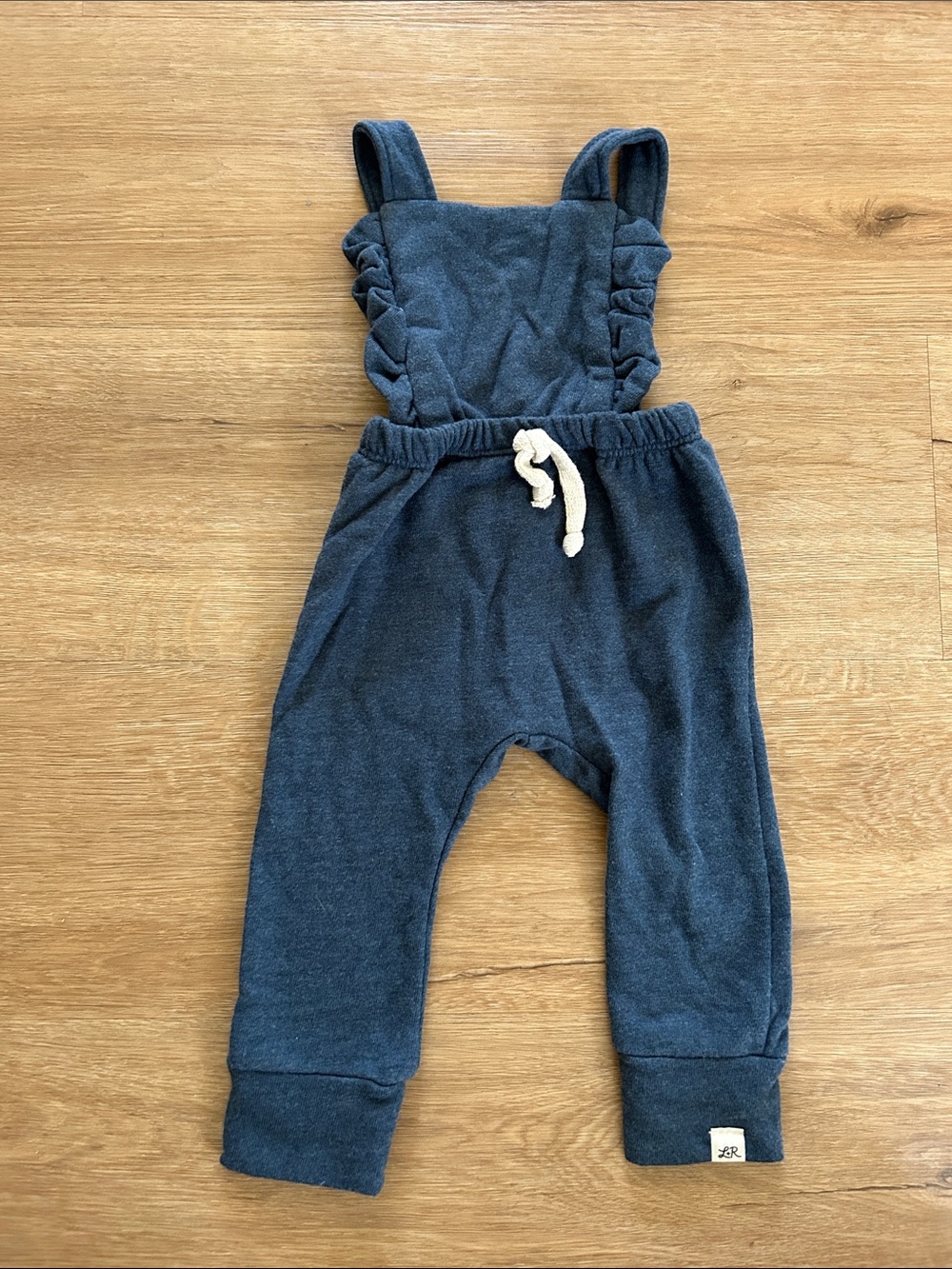 Toddler Navy Ruffle-Strap Overalls with Drawstring